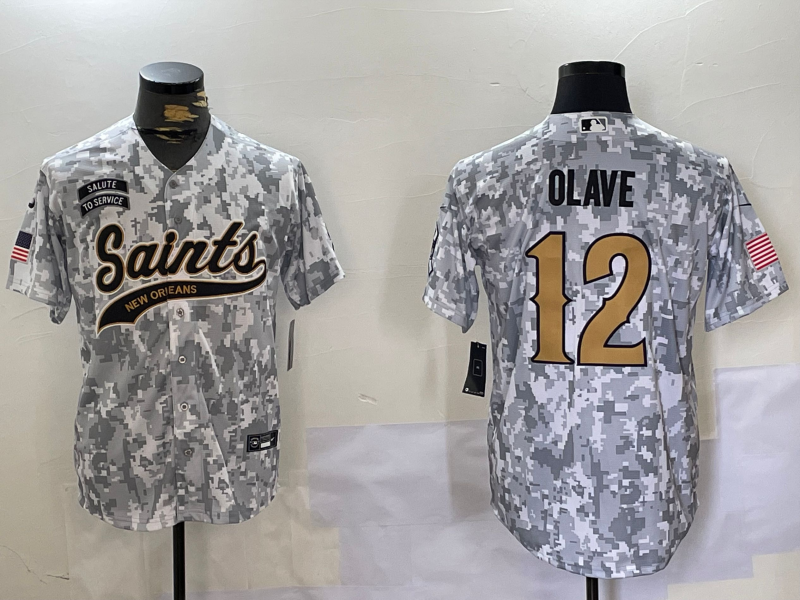 Men's New Orleans Saints Chris Olave #12 Arctic Camo 2024 Salute to Service Jersey